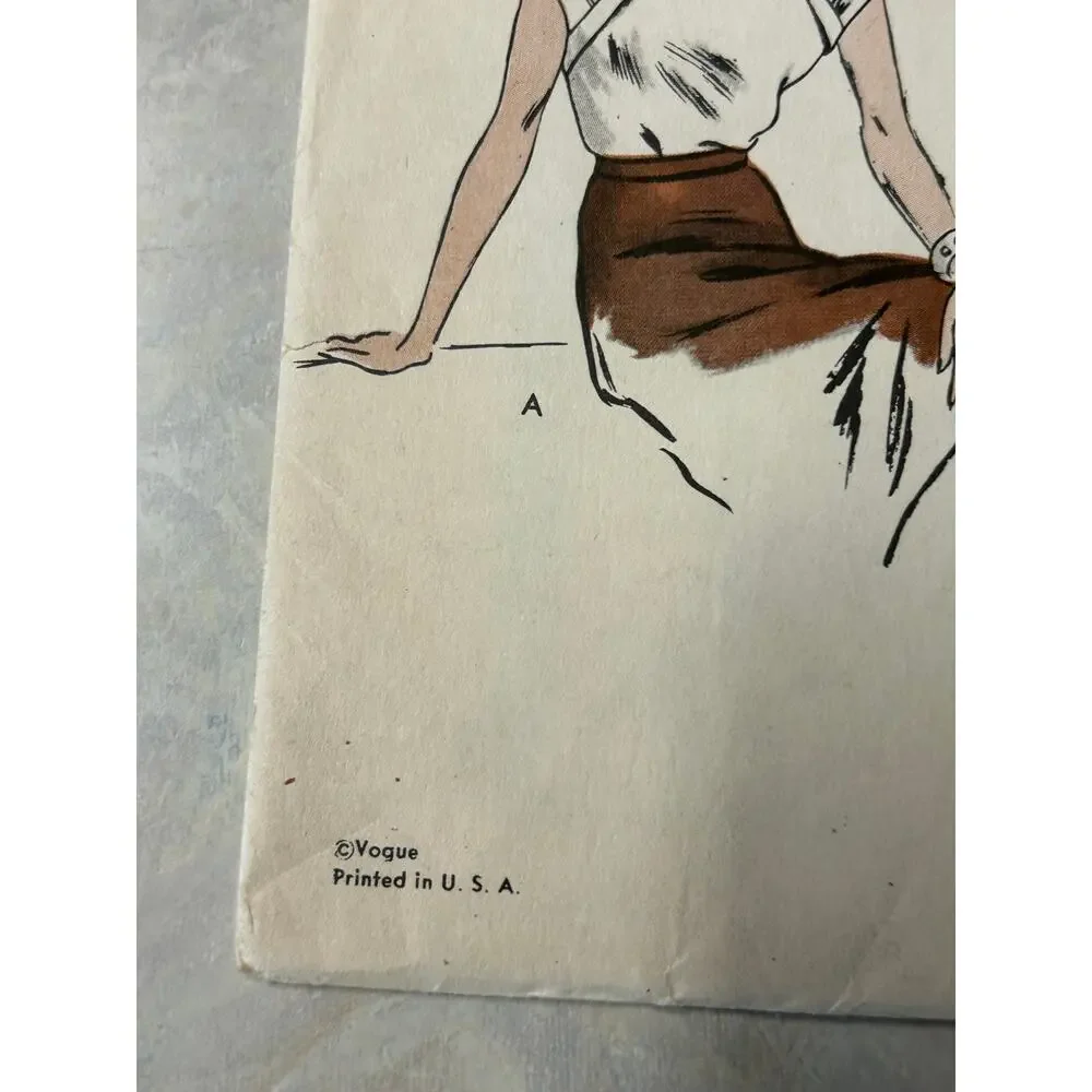 Vintage 1940's Vogue Pattern #5658 Women's‎ Blouse Size 14